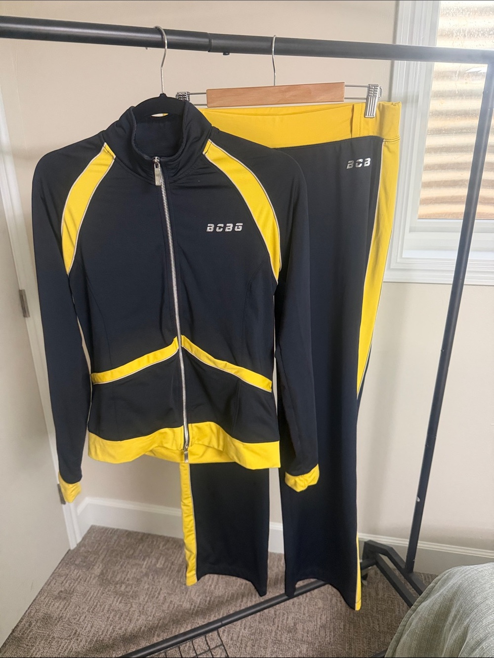 BCBG Women’s Navy & Yellow Swim Jacket and Pants Set